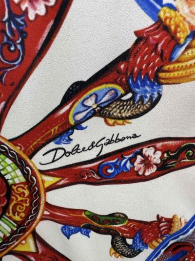 Dolce & Gabbana Silk Contrast-Trim Dress in Multicolor