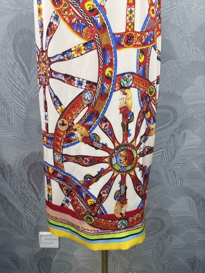 Dolce & Gabbana Silk Contrast-Trim Dress in Multicolor