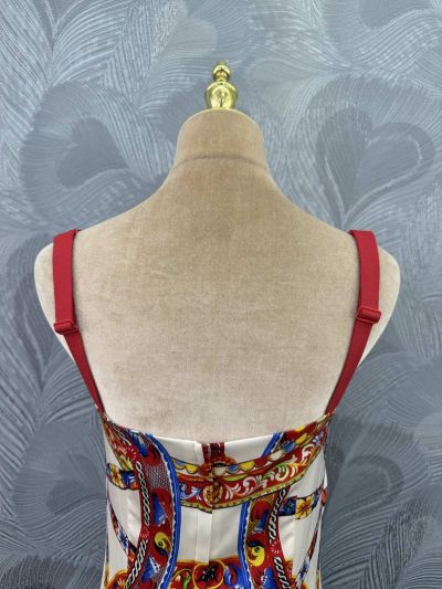 Dolce & Gabbana Silk Contrast-Trim Dress in Multicolor