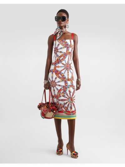 Dolce & Gabbana Silk Contrast-Trim Dress in Multicolor