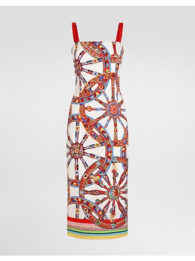 Dolce & Gabbana Silk Contrast-Trim Dress in Multicolor