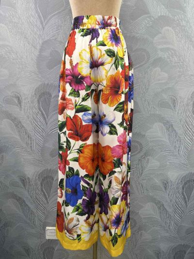 Dolce & Gabbana Silk Floral Pants in Multicolor