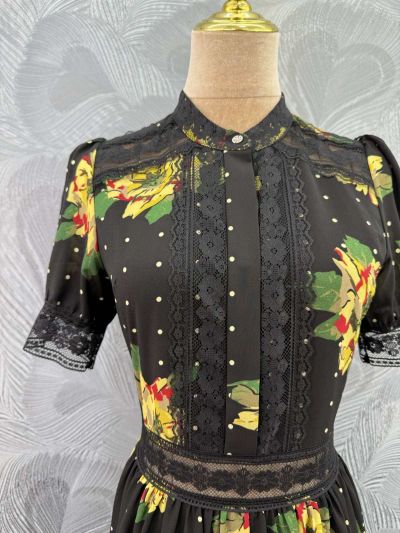 Dolce & Gabbana Stand Collar Short Sleeve Dress in Multicolor