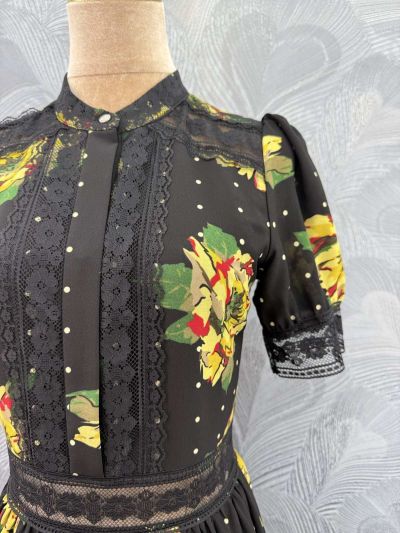 Dolce & Gabbana Stand Collar Short Sleeve Dress in Multicolor