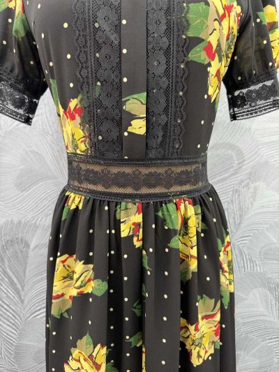 Dolce & Gabbana Stand Collar Short Sleeve Dress in Multicolor