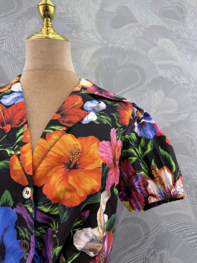 Dolce & Gabbana Turn-Down Collar Floral Top in Multicolor