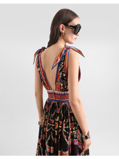 Dolce & Gabbana V-Neck Maxi Dress in Multicolor