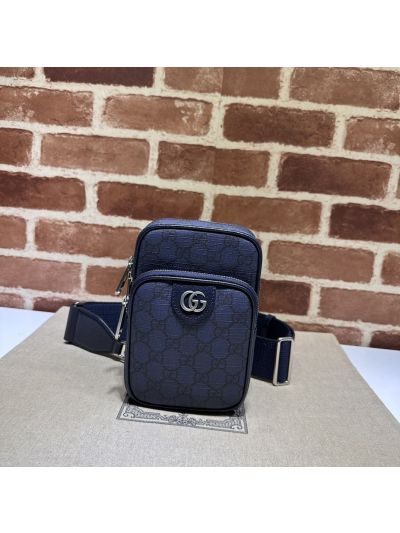 Gucci Double G GG Canvas Crossbody Bag in Navy