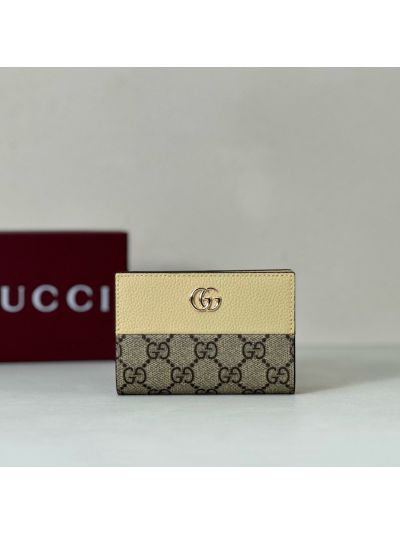 Gucci Double G GG Canvas Wallet in Beige/Yellow