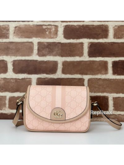Gucci Dusty Pink GG Supreme Canvas Ophidia Mini Shoulder Bag 772239