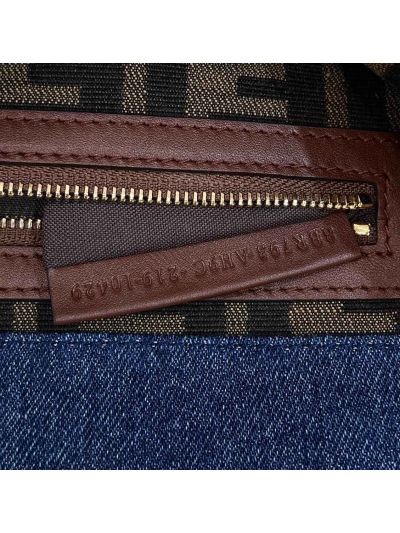 Fendi Baguette Chain Midi Denim Flap Shoulder Bag Blue 8533c Blue 853 2523681