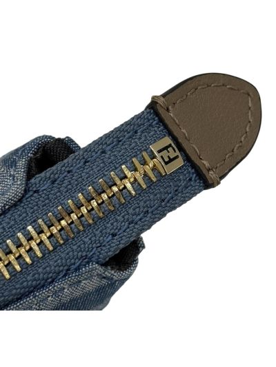 Fendi Baguette Light Blue FF Denim Fabric Chain Pouch Clutch Bag 8BS073 Blue 2523792