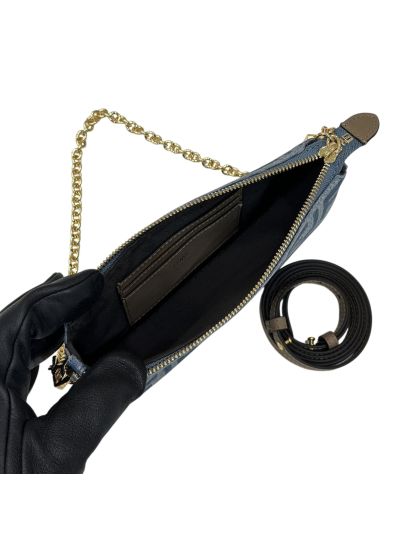 Fendi Baguette Light Blue FF Denim Fabric Chain Pouch Clutch Bag 8BS073 Blue 2523792