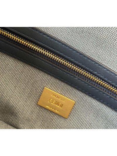 Fendi Baguette Medium Dark Blue FF Chenille Flap Shoulder Crossbody Bag 8579A Blue 2523724