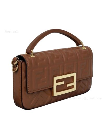 Fendi Baguette Phone Pouch Shoulder Bag Brown Leather 8620C Brown 2523733