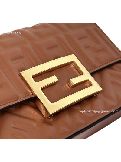 Fendi Baguette Phone Pouch Shoulder Bag Brown Leather 8620C Brown 2523733