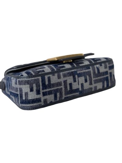 Fendi Baguette Small Dark Blue FF Chenille Flap Shoulder Crossbody Bag 8579As Blue 2523725