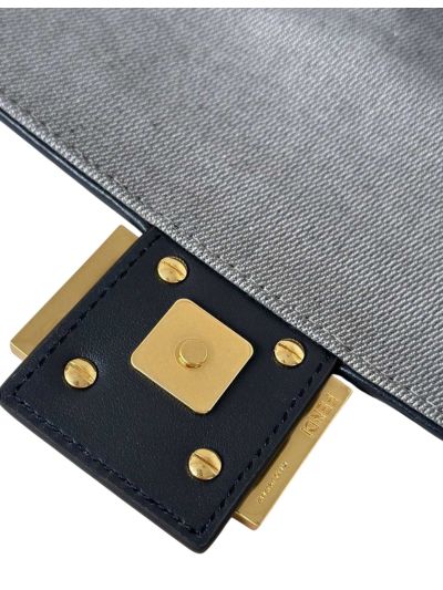 Fendi Baguette Small Dark Blue FF Chenille Flap Shoulder Crossbody Bag 8579As Blue 2523725