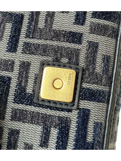 Fendi Baguette Small Dark Blue FF Chenille Flap Shoulder Crossbody Bag 8579As Blue 2523725