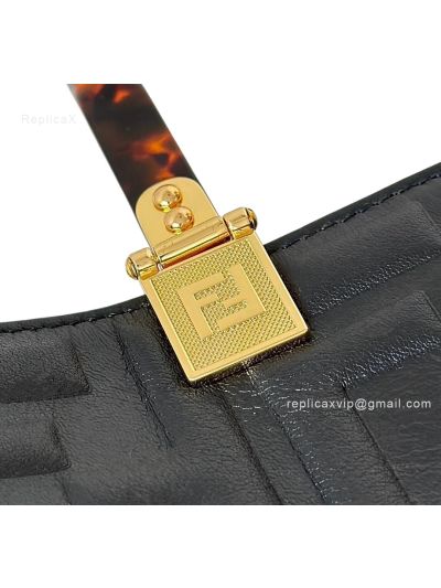 Fendi Black FF Embossed Medium Sunshine Shopper Tote Bag A8597L Black 2523578