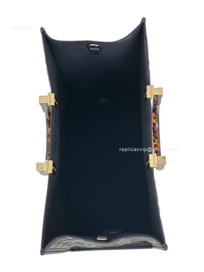 Fendi Black FF Embossed Medium Sunshine Shopper Tote Bag A8597L Black 2523578