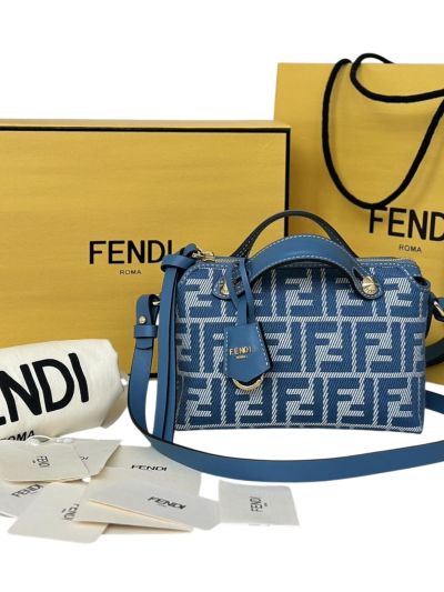 Fendi By The Way Mini Blue FF Denim Fabric Shoulder Crossbody Bag A8665Bs