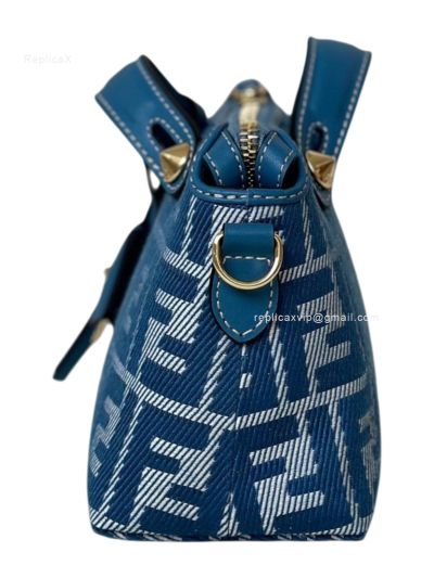 Fendi By The Way Mini Blue FF Denim Fabric Shoulder Crossbody Bag A8665Bs Blue 2523639