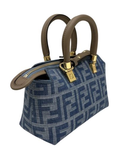 Fendi By The Way Mini Light Blue FF Denim Fabric Shoulder Crossbody Bag A8570 Blue 2523791
