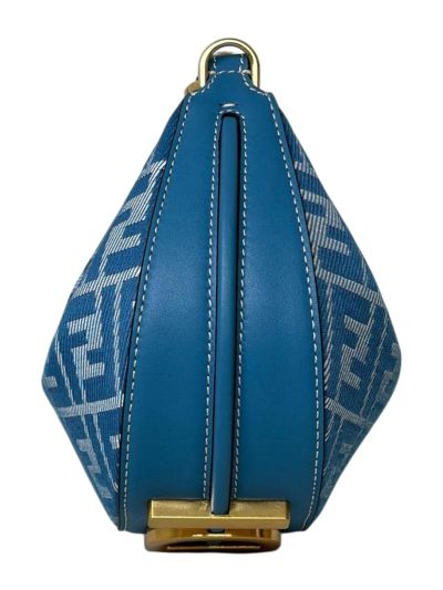Fendi Fendigraphy Mini Shoulder Crossbody Bag Blue FF Jacquard Canvas 80155A Blue 2523640