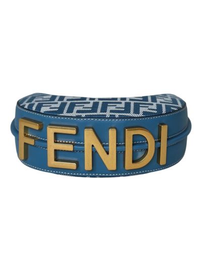 Fendi Fendigraphy Mini Shoulder Crossbody Bag Blue FF Jacquard Canvas 80155A Blue 2523640