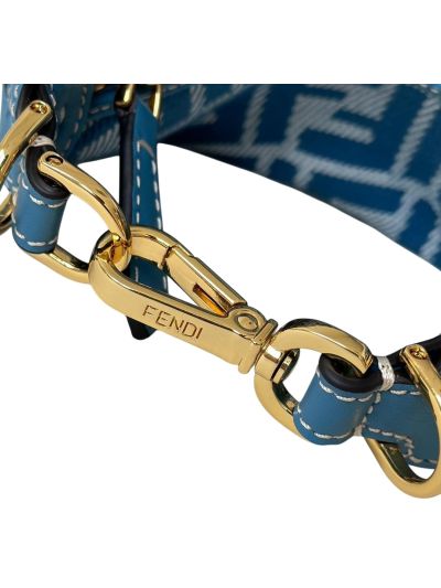 Fendi Fendigraphy Mini Shoulder Crossbody Bag Blue FF Jacquard Canvas 80155A Blue 2523640