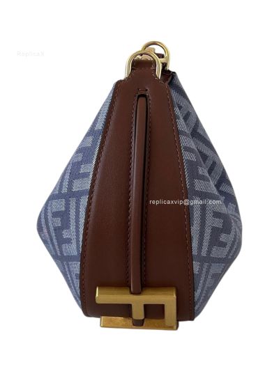 Fendi Fendigraphy Mini Shoulder Crossbody Bag Blue FF Jacquard Canvas 8657D Blue 2523559