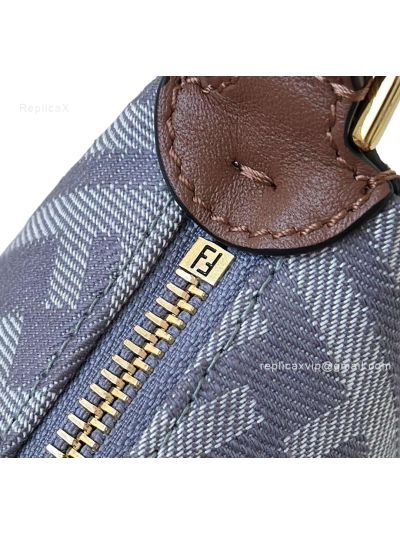 Fendi Fendigraphy Mini Shoulder Crossbody Bag Blue FF Jacquard Canvas 8657D Blue 2523559