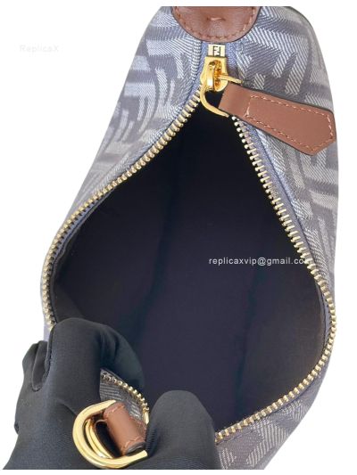 Fendi Fendigraphy Mini Shoulder Crossbody Bag Blue FF Jacquard Canvas 8657D Blue 2523559