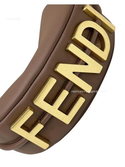 Fendi Fendigraphy Mini Shoulder Crossbody Bag Dark Brown Leather 80155A Brown 2523667