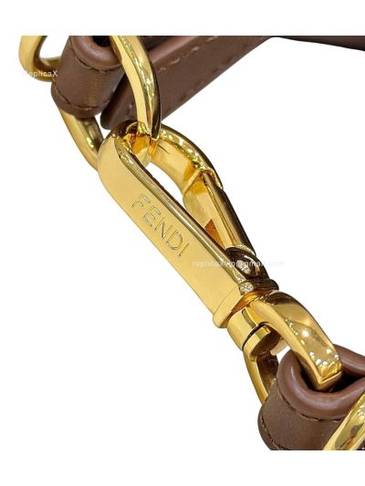 Fendi Fendigraphy Mini Shoulder Crossbody Bag Dark Brown Leather 80155A Brown 2523667