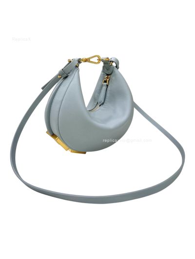 Fendi Fendigraphy Mini Shoulder Crossbody Bag Light Blue Leather 80155A Blue 2523665