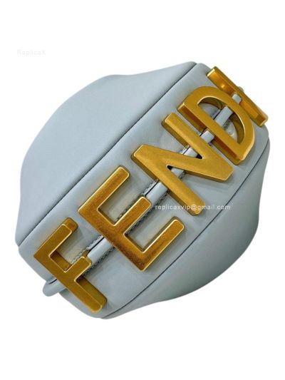 Fendi Fendigraphy Mini Shoulder Crossbody Bag Light Blue Leather 80155A Blue 2523665