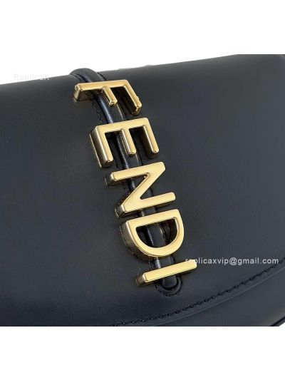 Fendi Fendigraphy Wallet on Chain Shoulder Bag Black Leather A8687 Black 2523509