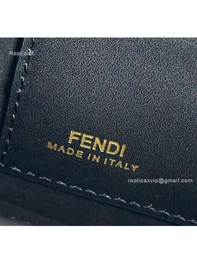 Fendi Fendigraphy Wallet on Chain Shoulder Bag Black Leather A8687 Black 2523509