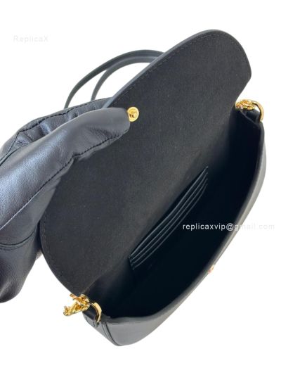 Fendi Fendigraphy Wallet on Chain Shoulder Bag Black Leather A8687 Black 2523509