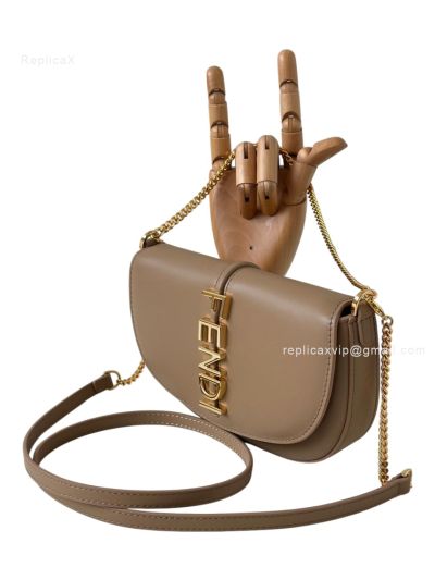 Fendi Fendigraphy Wallet on Chain Shoulder Bag Brown Leather A8687 Brown 2523510