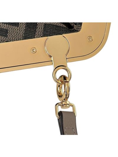 Fendi First Small Clutch Shoulder Bag Gray White Woven Leather A80103 Gray 2523584