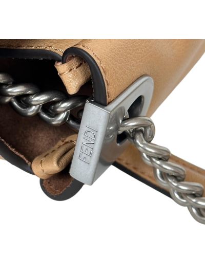 Fendi Large Baguette Chain Beige Leather Shoulder Crossbody Bag A8669 Beige 2523699