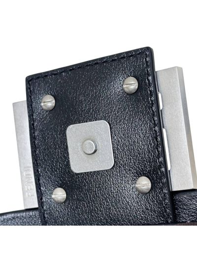 Fendi Large Baguette Chain Black Leather Shoulder Crossbody Bag A8669 Black 2523697