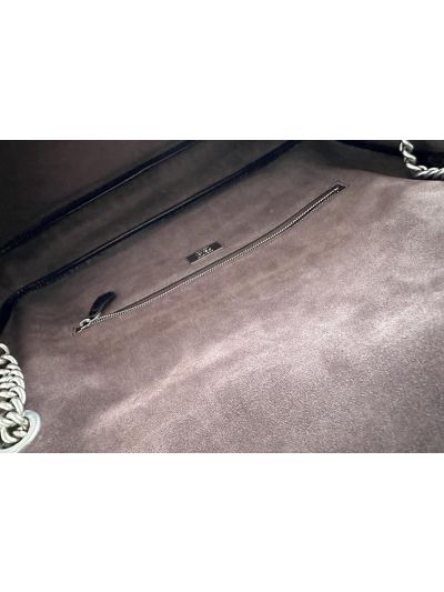 Fendi Large Baguette Chain Black Leather Shoulder Crossbody Bag A8669 Black 2523697