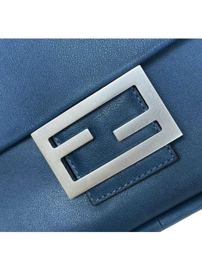 Fendi Large Baguette Chain Blue Leather Shoulder Crossbody Bag A8669 Blue 2523698
