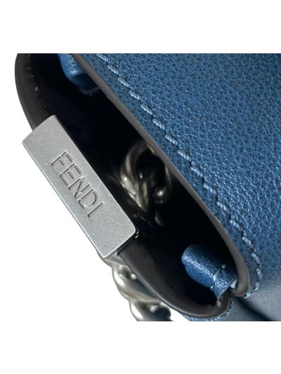 Fendi Large Baguette Chain Blue Leather Shoulder Crossbody Bag A8669 Blue 2523698