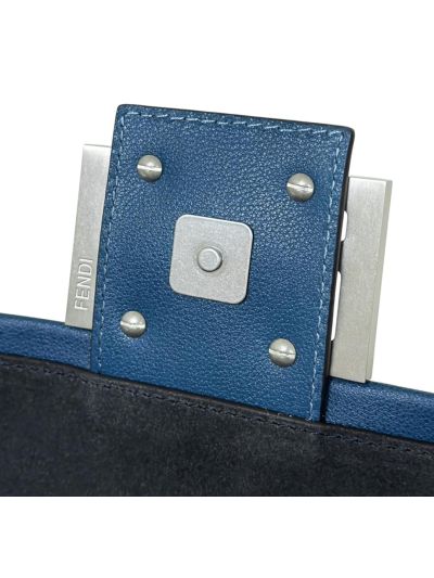 Fendi Large Baguette Chain Blue Leather Shoulder Crossbody Bag A8669 Blue 2523698