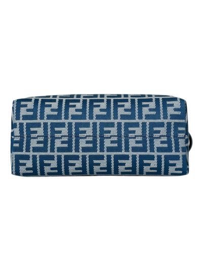 Fendi Large Boston Travel Bag Blue FF Jacquard Canvas A8665L Blue 2523638